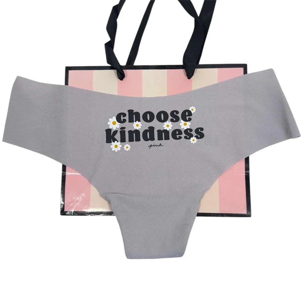PINK Victoria's Secret Gray Choose Kindness Seamless Thong Panties‎ M